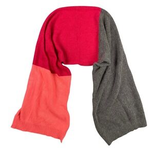 Gap Colorblock Scarf Women One Size Rabbit Hair Wool Blend Pink Gray Coral